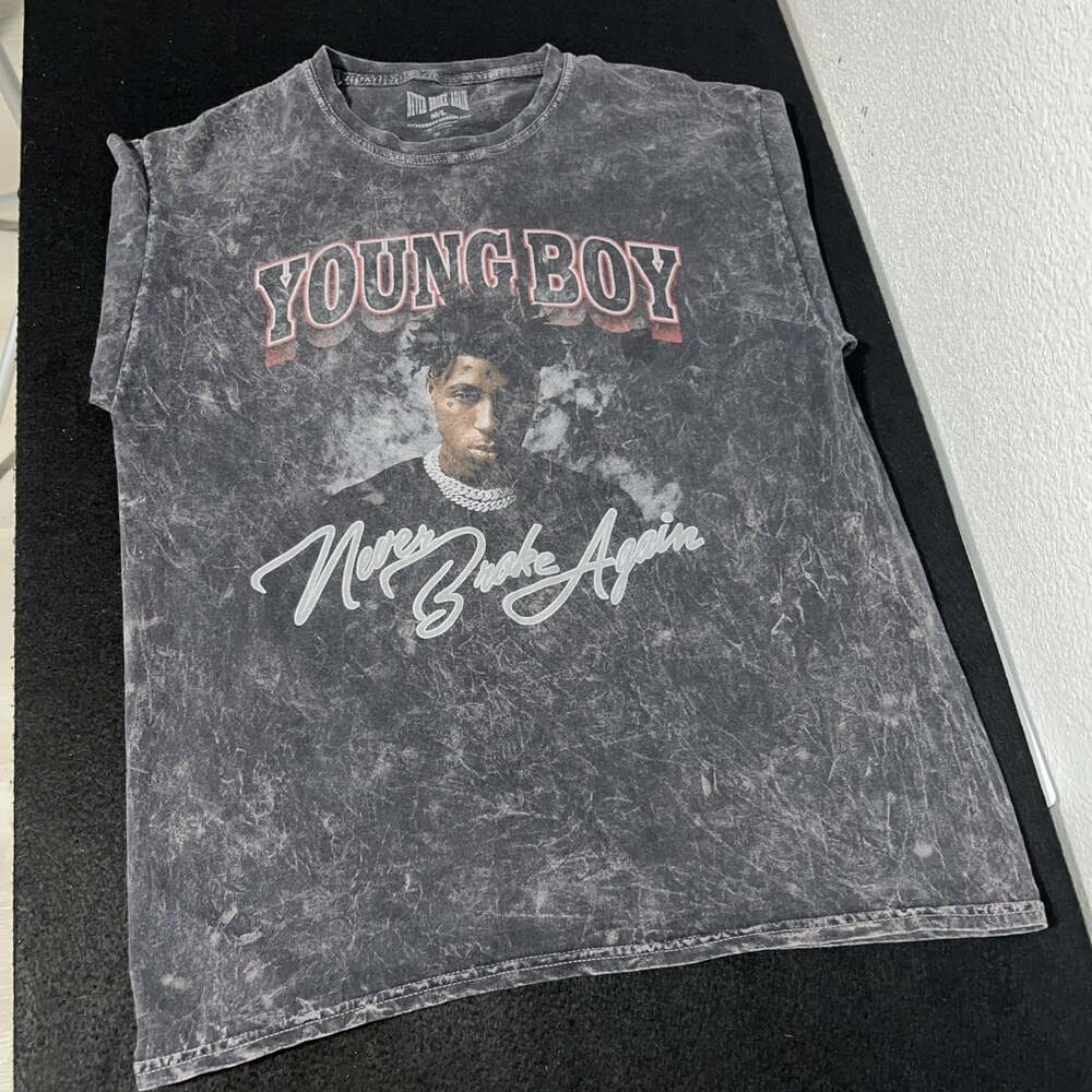 Never Broke Again Men's Young Boy Graphic Crew Cotton T-Shirt Sz Med/Large